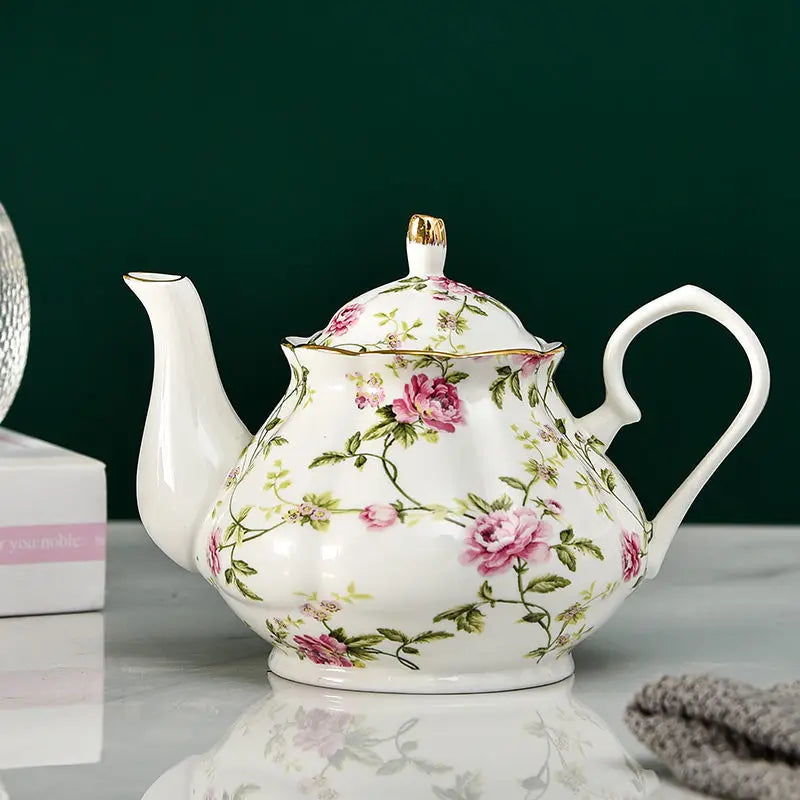 400ML European Bone China Teapot English Afternoon Tea Set Teapot High-Grade Porcelain Coffee Pot Heat Resistant Kettle Pot