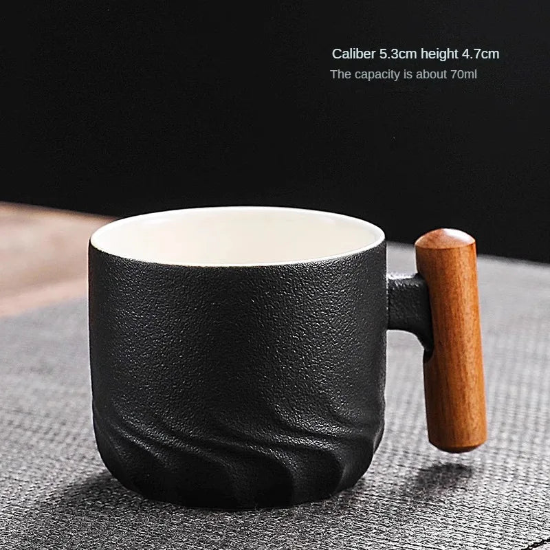 Creative Handmade Exquisite Coffee Cup Vintage Coffee Cup With Wooden Handle Mug Cups Mugs Drinkware Kitchen Dining Bar Home