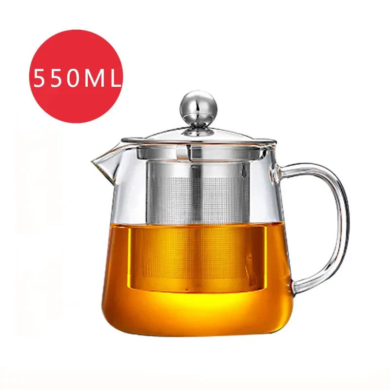 Heat Resistant Glass Teapot With Stainless Steel Tea Strainer Infuser Flower Kettle Kung Fu Teawear Set Puer Oolong Pot 1300ML