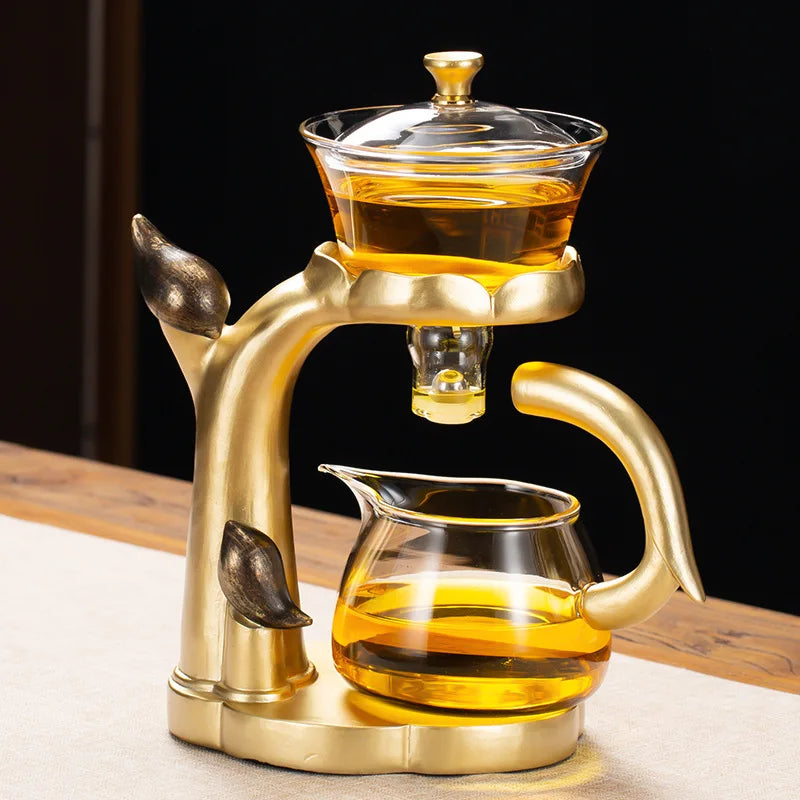 Kung Fu Teapot Household Magnetic Suction Semi-automatic Lazy Tea Making Tool Glass Tea Set