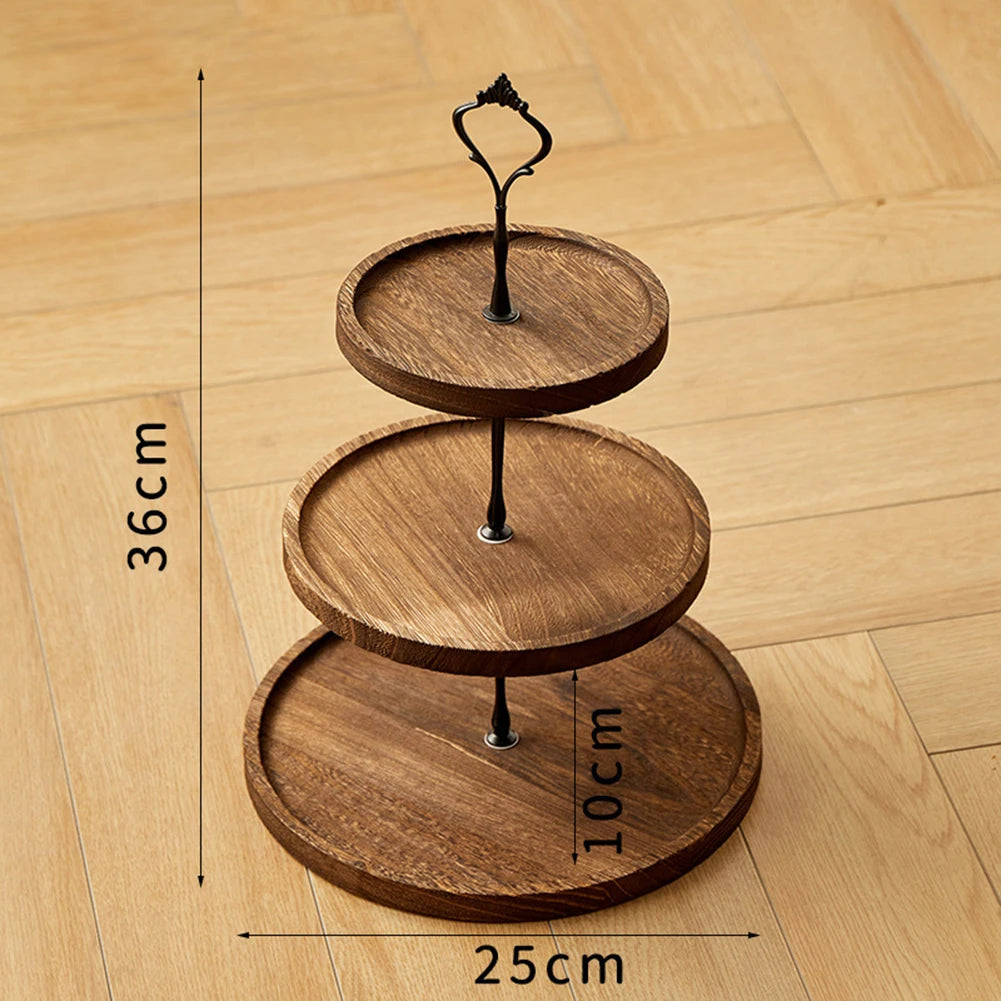 Wooden Decorative Cake Stand Rack With 3-layer Tray Cupcake Holder Shelf For Dessert Table Fruit Plate Display