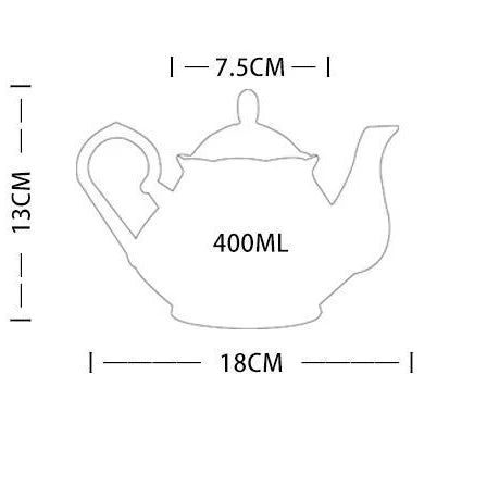 400ML European Bone China Teapot English Afternoon Tea Set Teapot High-Grade Porcelain Coffee Pot Heat Resistant Kettle Pot