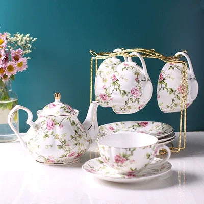 400ML European Bone China Teapot English Afternoon Tea Set Teapot High-Grade Porcelain Coffee Pot Heat Resistant Kettle Pot