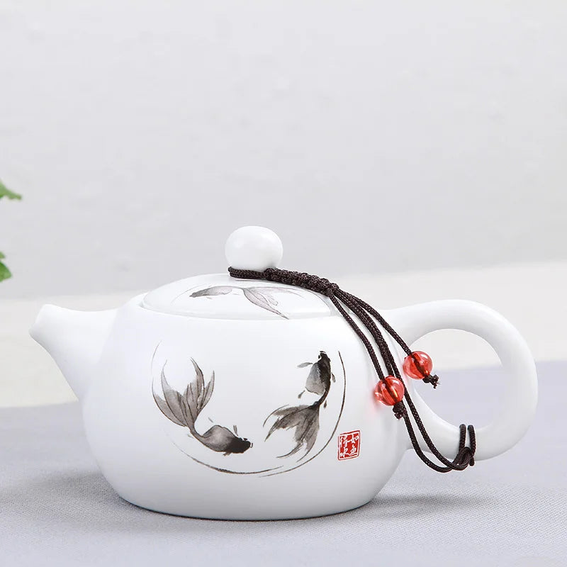 Ding Kiln White Matte Ceramic Tea Pot Teeware Teware Heated Kettle Coffee Teapot for Tea in Cup Yixing Clay Kettle Samovar Set