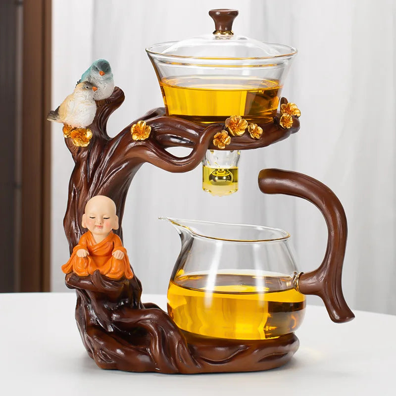 Kung Fu Teapot Household Magnetic Suction Semi-automatic Lazy Tea Making Tool Glass Tea Set