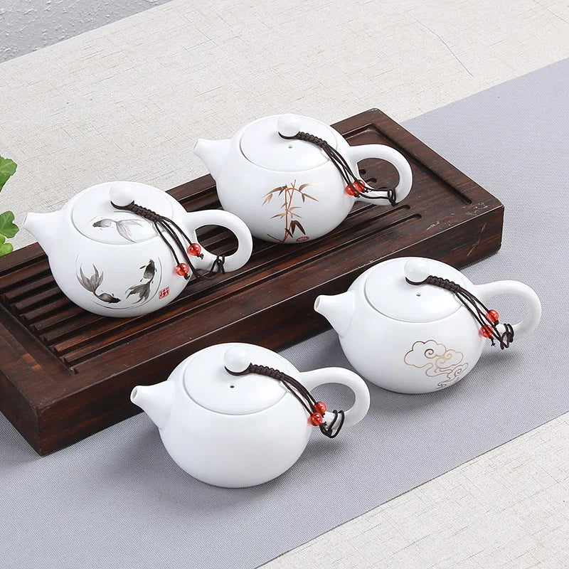 Ding Kiln White Matte Ceramic Tea Pot Teeware Teware Heated Kettle Coffee Teapot for Tea in Cup Yixing Clay Kettle Samovar Set