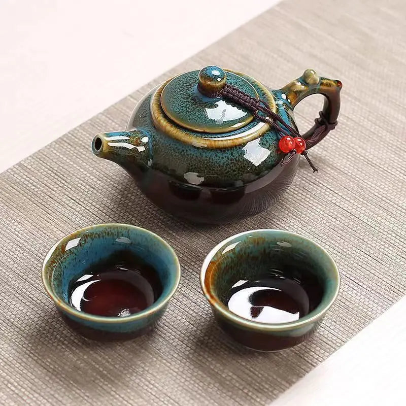 Ceramic Kiln Glaze Travel Tea Set Coffee Teapot and Cup Set Chinese Pot Gaiwan Gongfu Tea Sets Cups and Mugs Teacups Complete