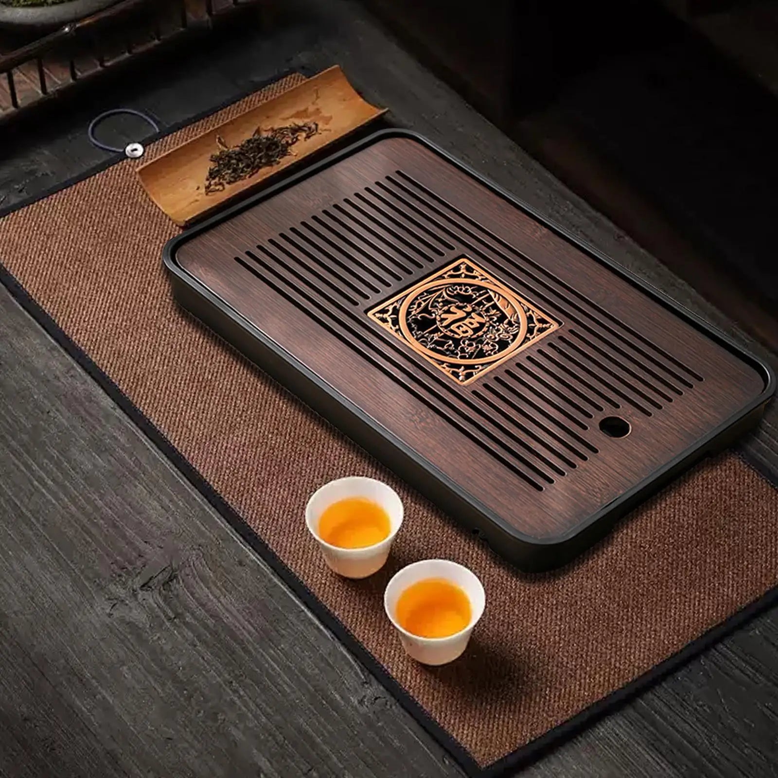 Bamboo Tea Tray with Water Storage, Simple, Tea Set Accessory Kungfu Tea Table, Drainage for Household Office Home