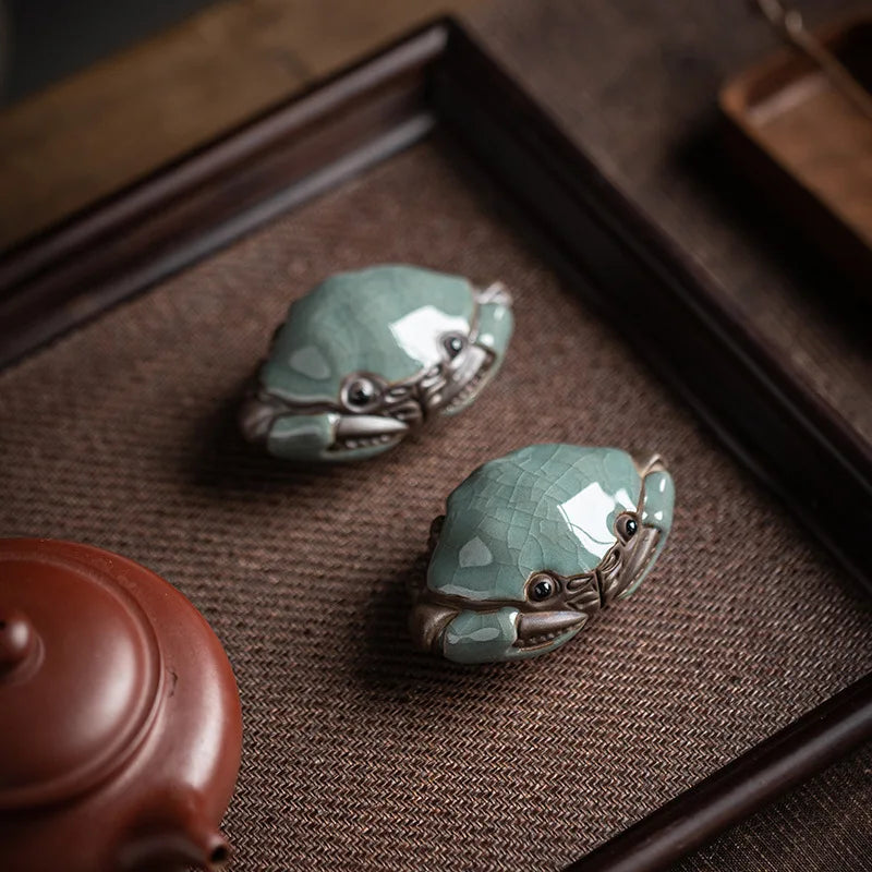 Cracked Glaze Crab Play Handmade Kongfu Tea Pet Decoration Tea Table Tea Ceremony Accessories Tea Pet Furniture For Display