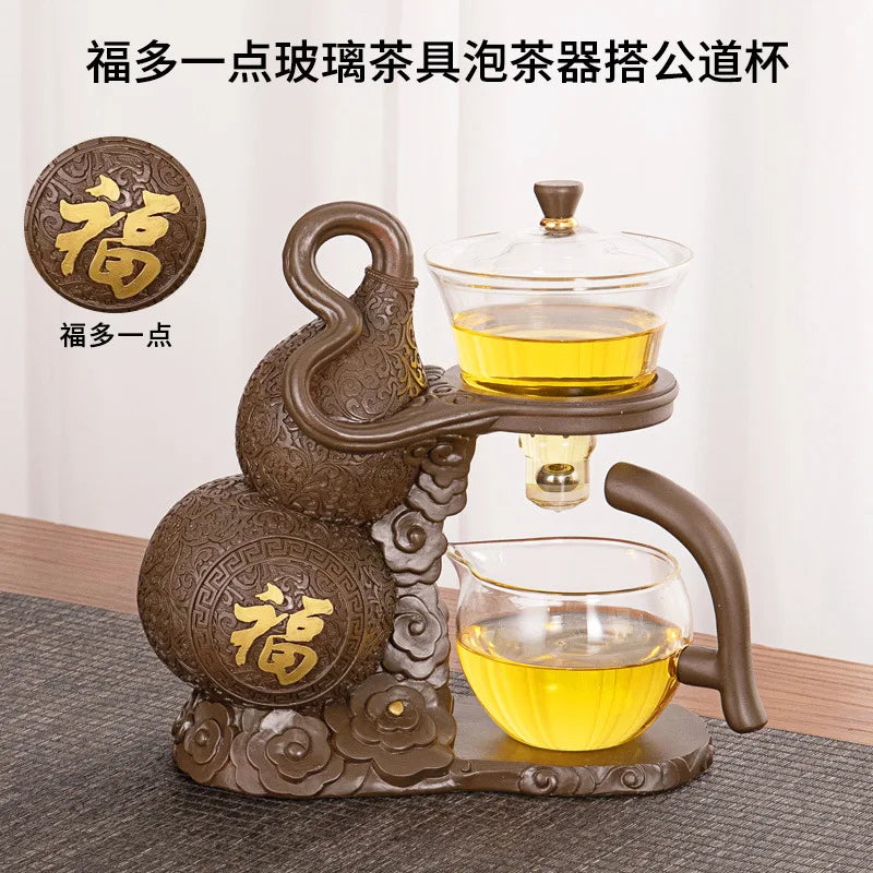 Kung Fu Teapot Household Magnetic Suction Semi-automatic Lazy Tea Making Tool Glass Tea Set