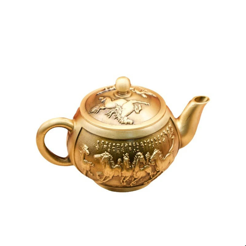 Chinese Vintage Copper Teapot Large Capacity Water Kettles Kung Fu Tea Pot Heat Resistant Keep In Good Health Tea Kettle Teaware