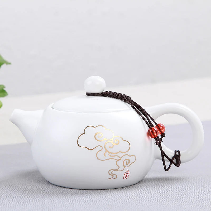 Ding Kiln White Matte Ceramic Tea Pot Teeware Teware Heated Kettle Coffee Teapot for Tea in Cup Yixing Clay Kettle Samovar Set