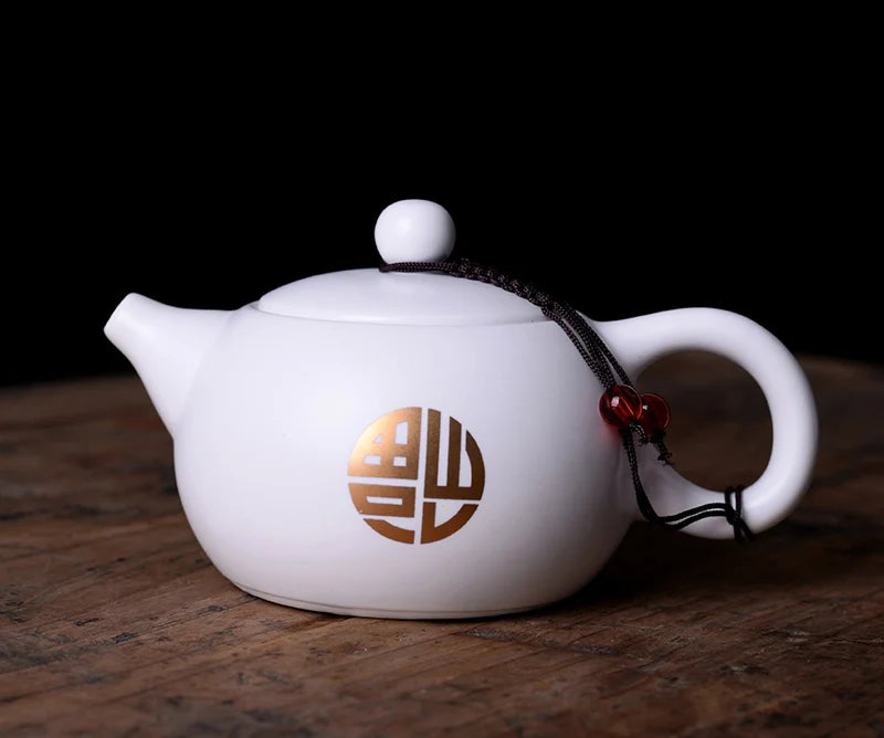 Ding Kiln White Matte Ceramic Tea Pot Teeware Teware Heated Kettle Coffee Teapot for Tea in Cup Yixing Clay Kettle Samovar Set