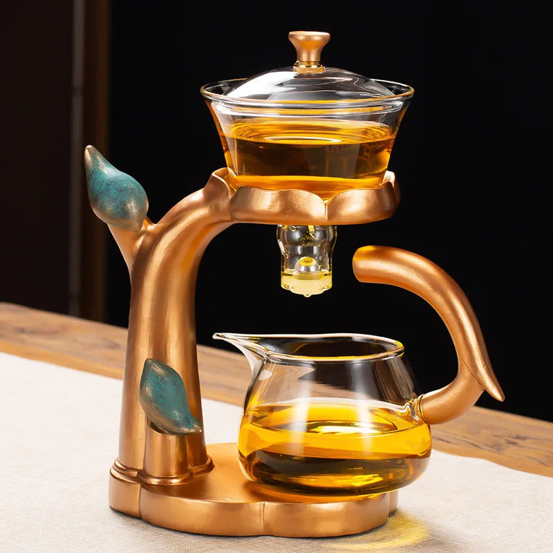 Kung Fu Teapot Household Magnetic Suction Semi-automatic Lazy Tea Making Tool Glass Tea Set