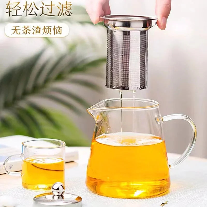 Heat Resistant Glass Teapot With Stainless Steel Tea Strainer Infuser Flower Kettle Kung Fu Teawear Set Puer Oolong Pot 1300ML