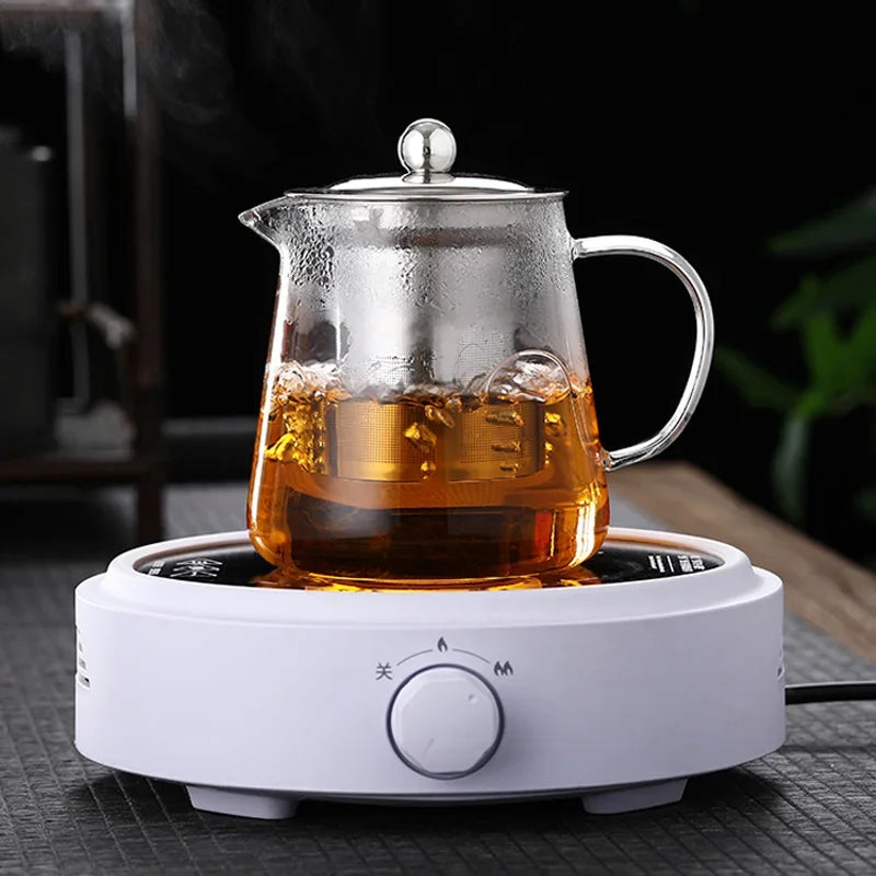 Heat Resistant Glass Teapot With Stainless Steel Tea Strainer Infuser Flower Kettle Kung Fu Teawear Set Puer Oolong Pot 1300ML