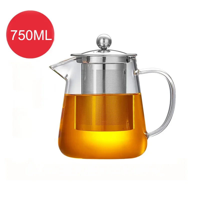 Heat Resistant Glass Teapot With Stainless Steel Tea Strainer Infuser Flower Kettle Kung Fu Teawear Set Puer Oolong Pot 1300ML